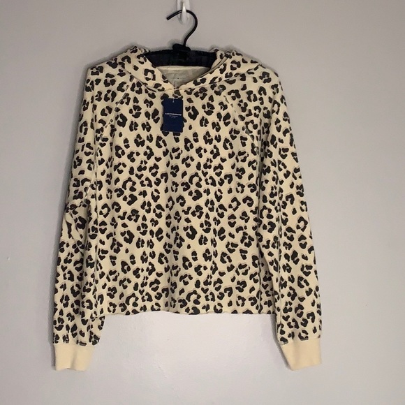 Lucky Brand Tops - Lucky Brand Hooded Pullover Sweatshirt leopard print animal small new with tag